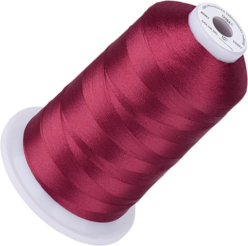 simthread 5500Yds Embroidery Thread, 5000M High-Yardage 40WT 100% Polyester Thread – 170+ Vivid Colors, High-Speed Rated – Compatible with Brother, Singer, Janome & More - Dark Fuchsia 107 - Image 1